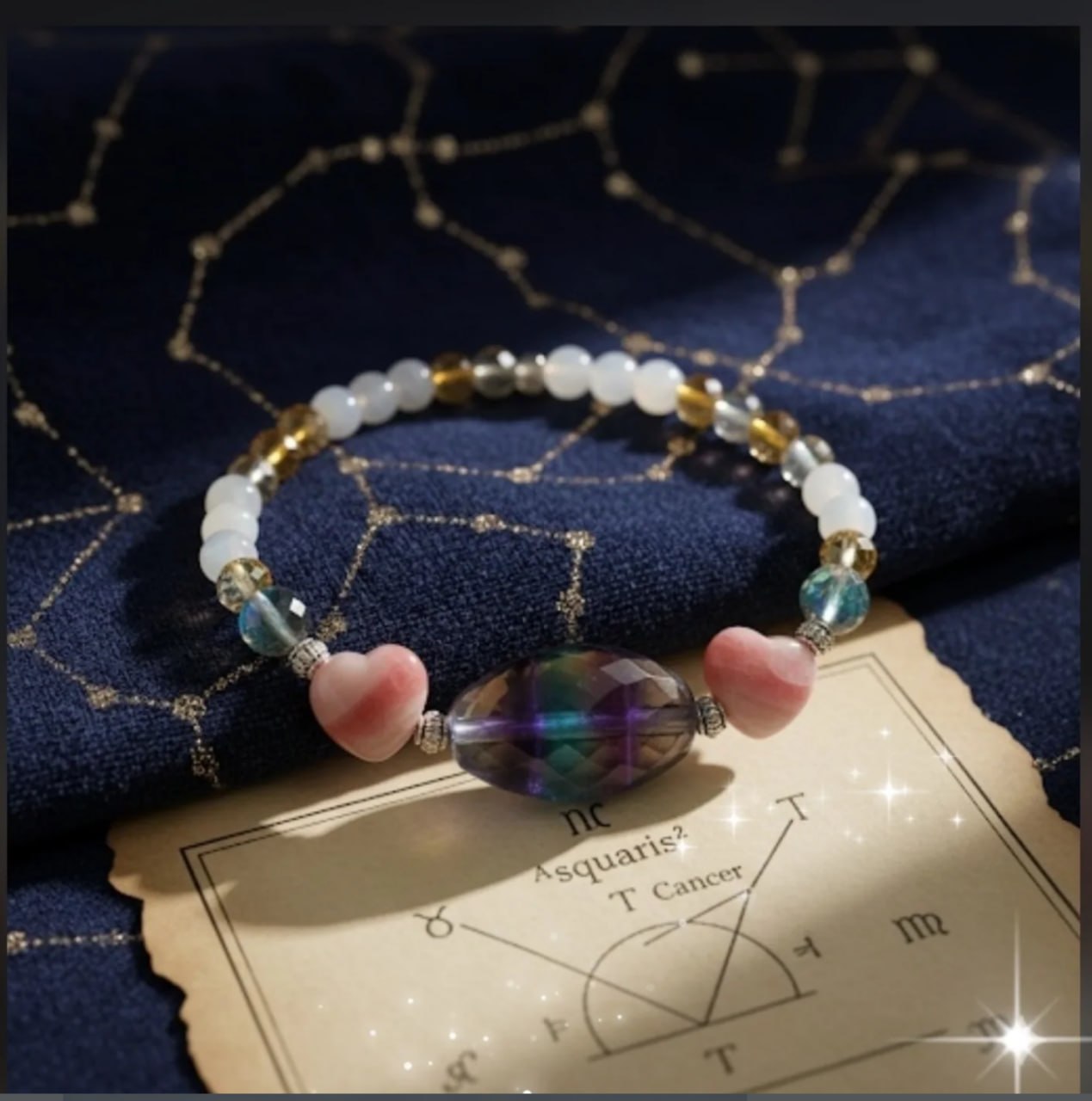 Pulsera de alquimia personalizada sobre una carta natal